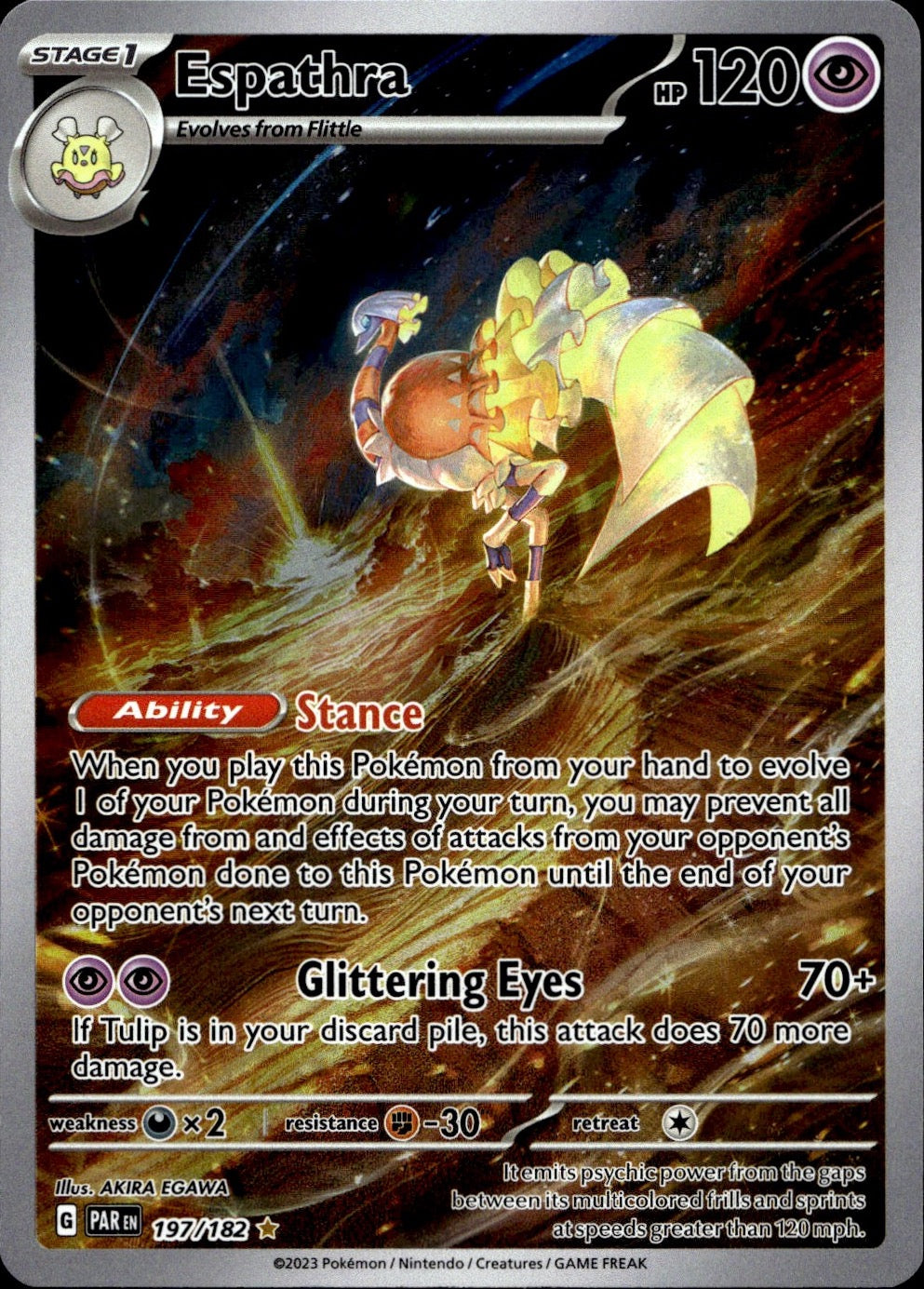 Espathra 197/182 Illustration Rare Paradox Rift Pokemon Near Mint