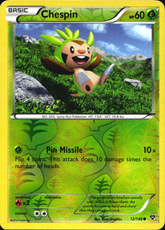 Chespin 12/146 Common XY Pokemon Reverse Holo Near Mint