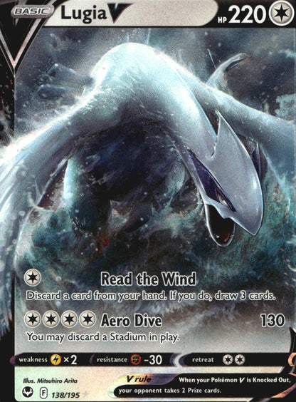 Lugia V 138/195 Holo V Rare Silver Tempest Near Mint