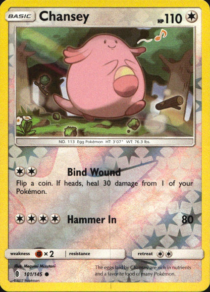 Chansey 101/145 Common Guardians Rising Pokemon Reverse Holo Near Mint