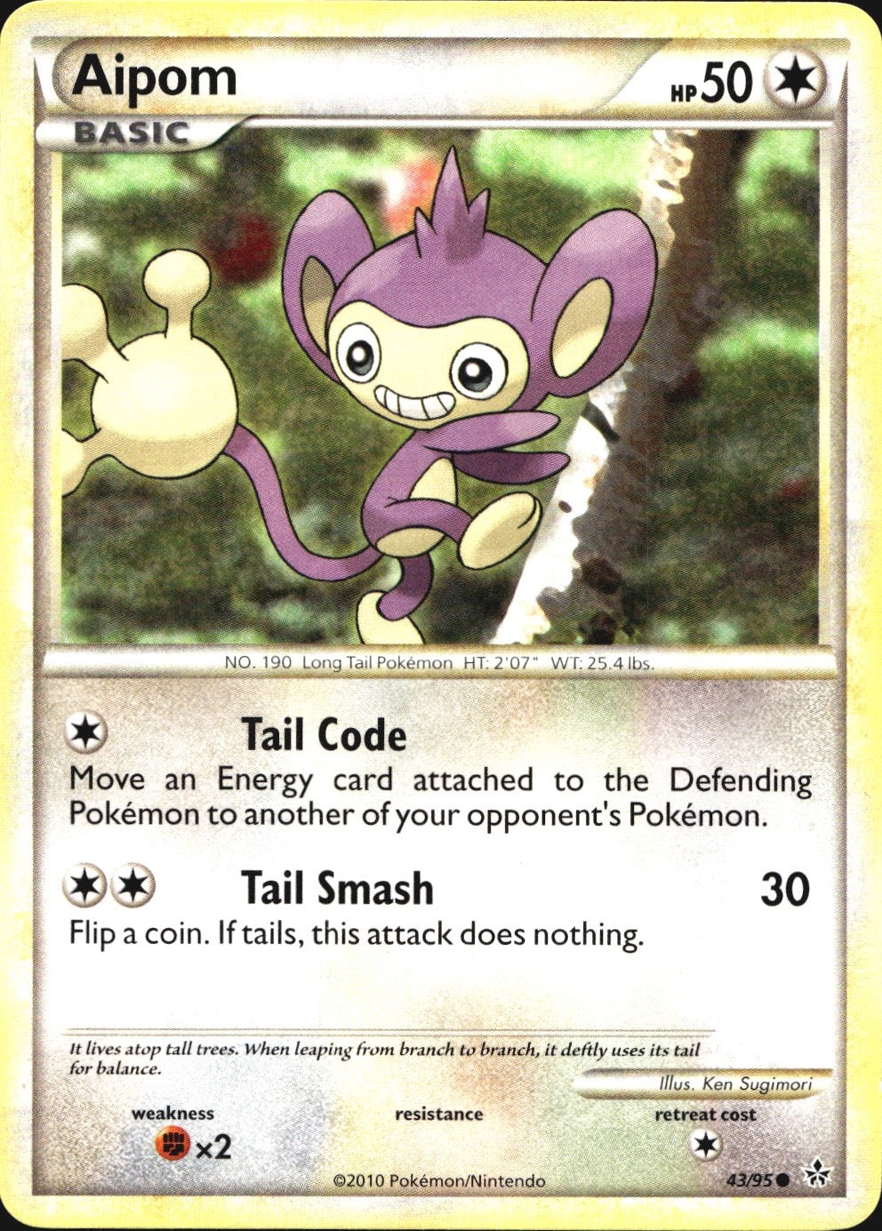Aipom 43/95 Common HGSS Unleashed Pokemon Near Mint