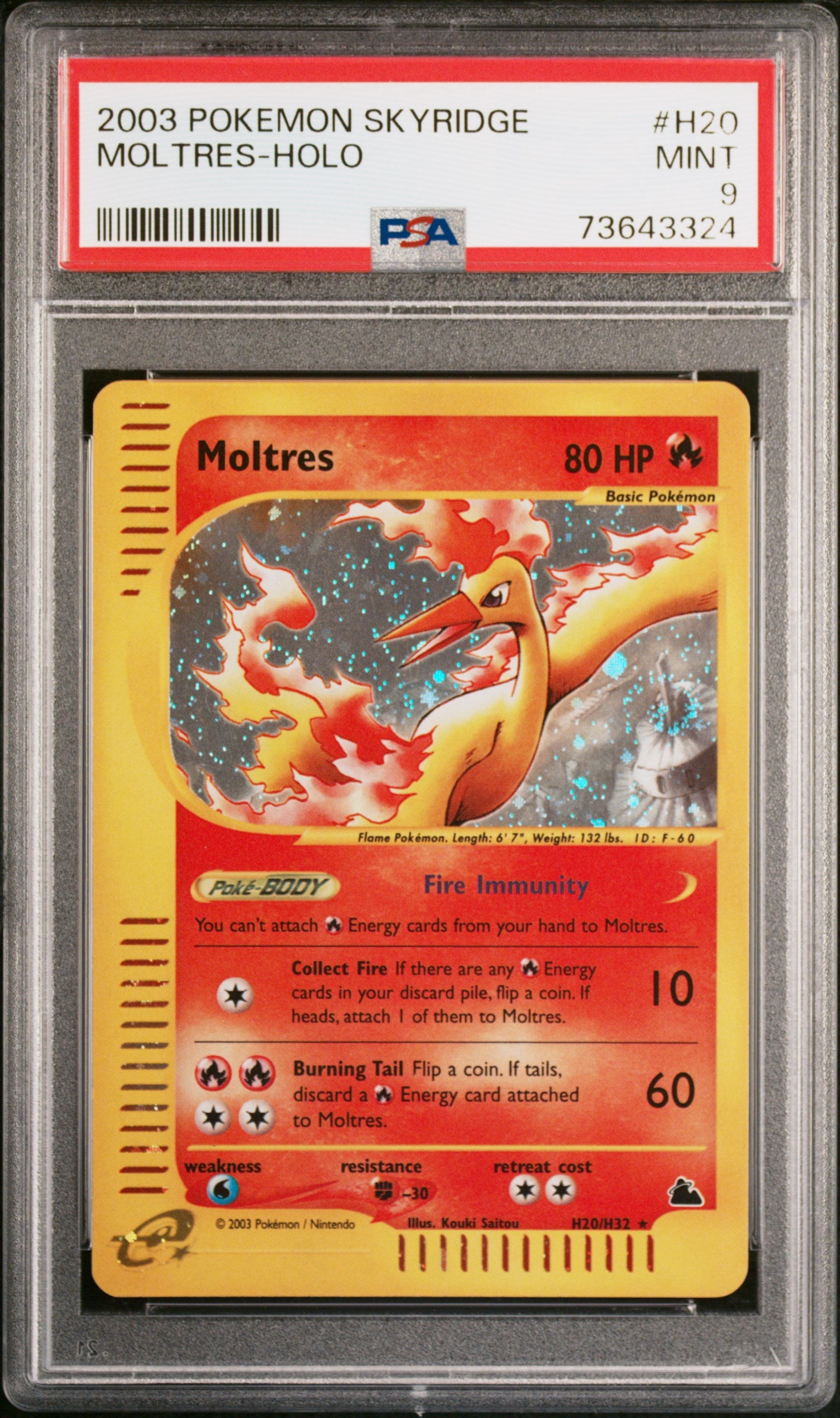 Moltres Holo H20/144 Skyridge Pokemon PSA 9