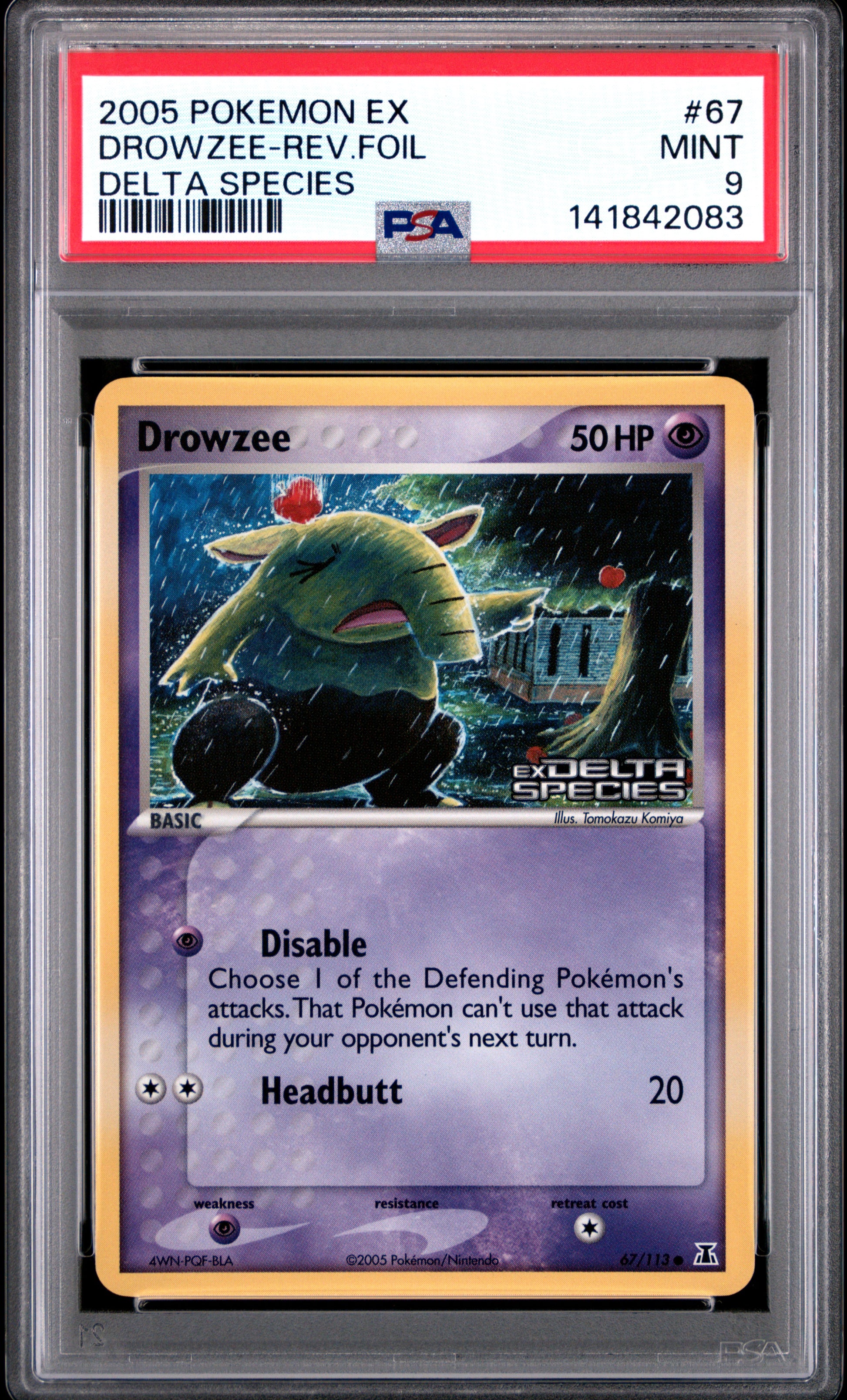 Drowzee Reverse Holo 67/113 Delta Species Pokemon PSA 9