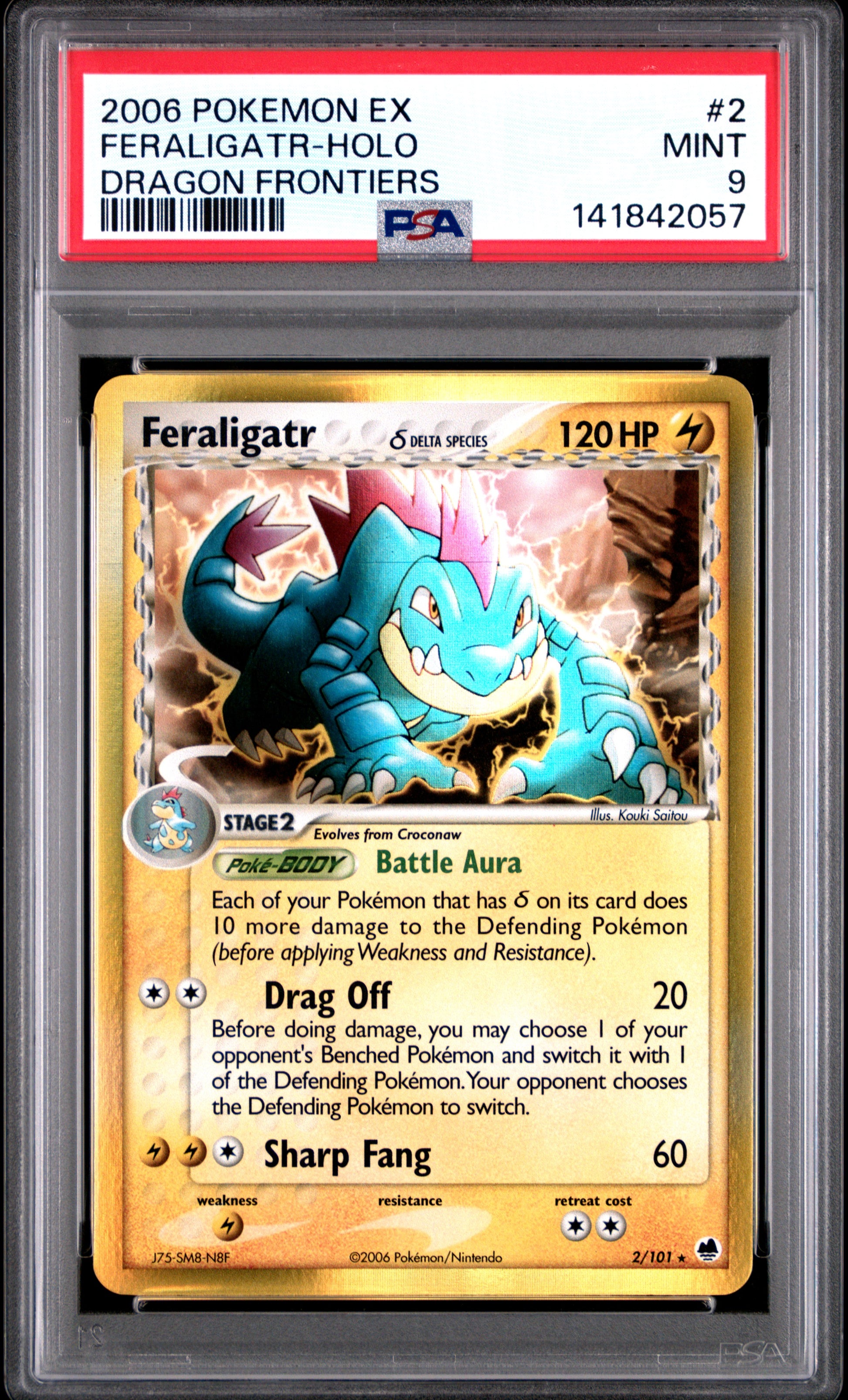Feraligatr Holo 2/101 Dragon Frontiers Pokemon PSA 9