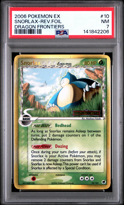 Snorlax Reverse Holo 10/101 Dragon Frontiers Pokemon PSA 7
