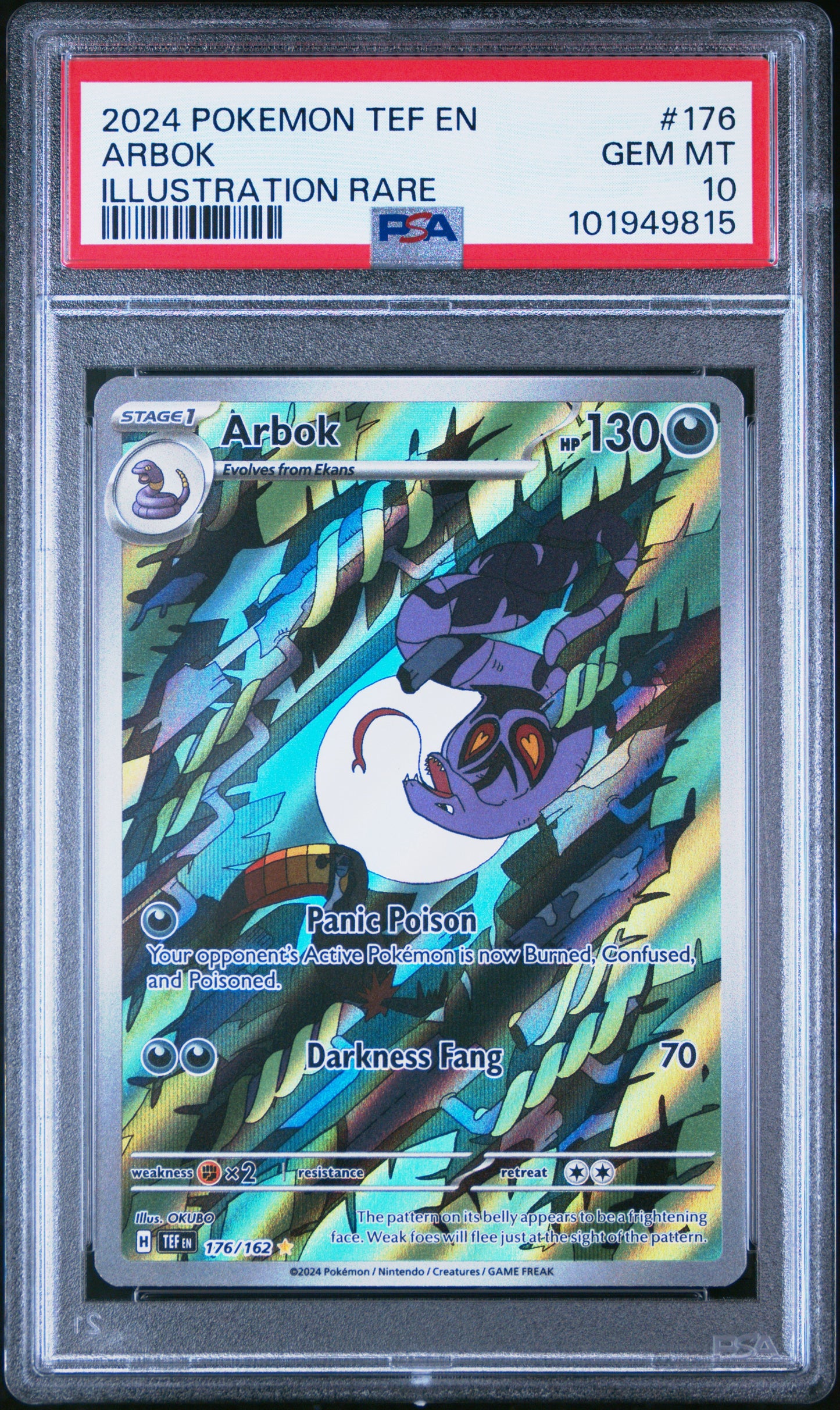 Arbok 176/162 Illustration Rare Tef En-temporal Forces Pokemon PSA 10
