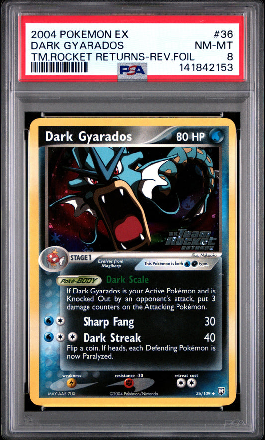 Dark Gyarados Reverse Holo 36/109 Team Rocket Returns Pokemon PSA 8